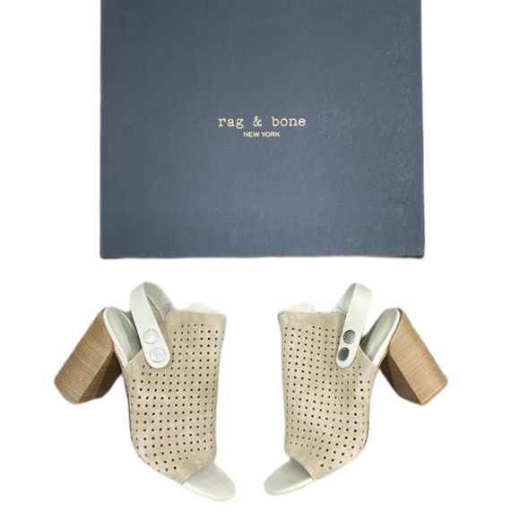 NIB Rag & Bone Leigh Sandals in Stucco Suede New Women's - Picture 2 of 8